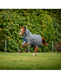 Couverture Horseware Amigo Bravo 12 plus 400grs gris/bleu ciel