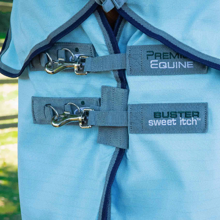 Couverture Anti-Mouches Premier Equine Buster Sweet Itch Bleu