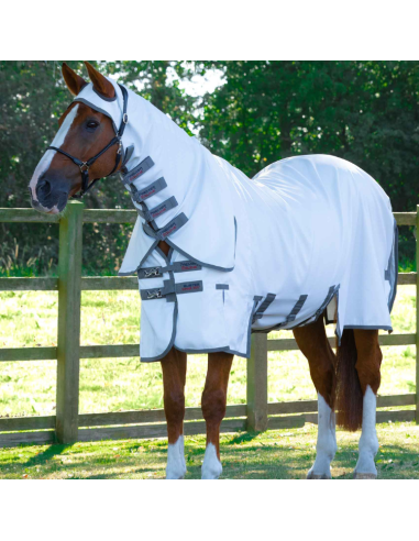 Premier Equine Sweet Itch Buster Fly Rug with Belly Flap White