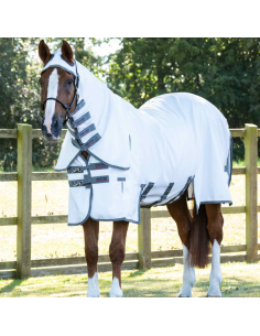 Couverture Anti-Mouches Premier Equine Sweet Itch Buster Avec protection ventrale Blanc 2