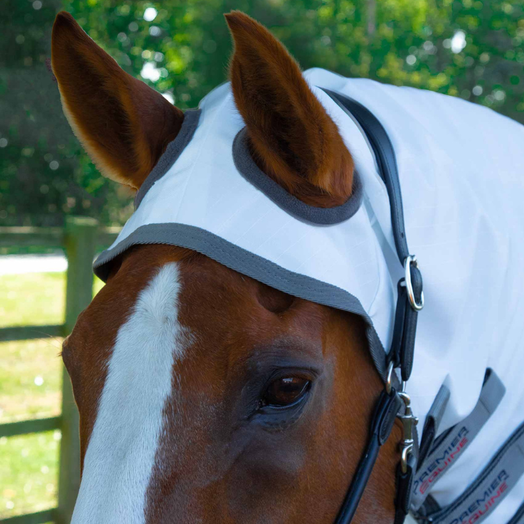 Couverture Anti-Mouches Premier Equine Sweet Itch Buster Avec protection ventrale Blanc