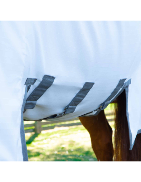 Couverture Anti-Mouches Premier Equine Sweet Itch Buster Avec protection ventrale Blanc