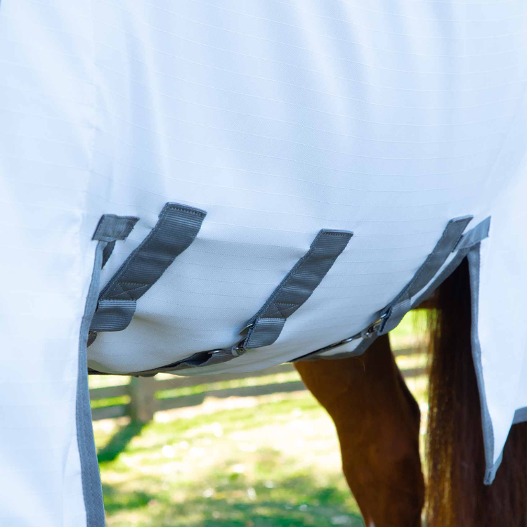 Couverture Anti-Mouches Premier Equine Sweet Itch Buster Avec protection ventrale Blanc