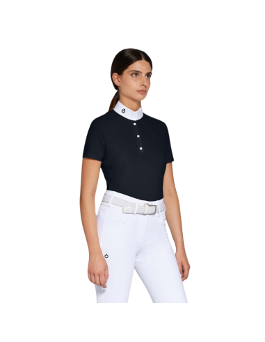 Polo Cavalleria Toscana Perforated Jersey S/S Button MARINE