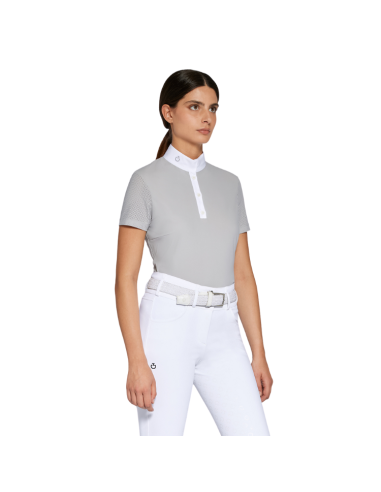 Polo Cavalleria Toscana Perforated Jersey S/S Button GRIS CLAIR