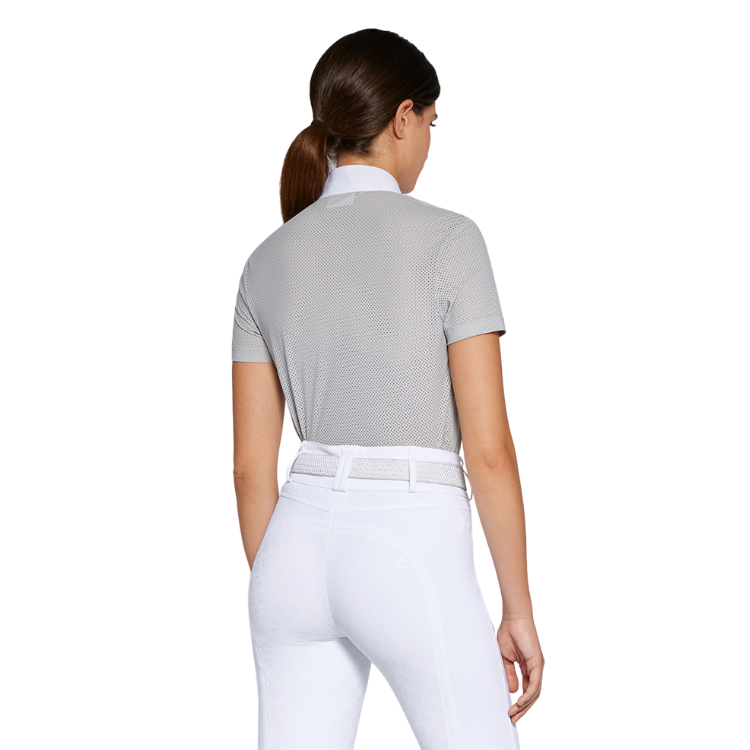 Polo Cavalleria Toscana Perforated Jersey S/S Button GRIS CLAIR