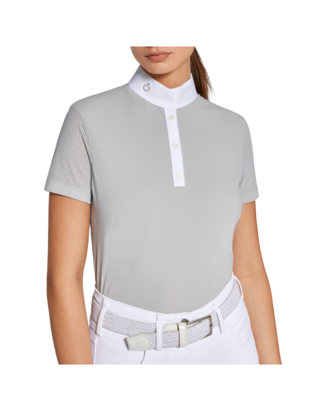 Polo Cavalleria Toscana Perforated Jersey S/S Button GRIS CLAIR