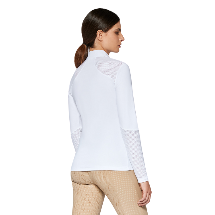 Polo Cavalleria Toscana Perforated Insert L/S Zip BLANC