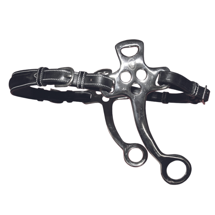 Hackamore Jump'In Cuir Branches Courtes Et Plates Poney Noir
