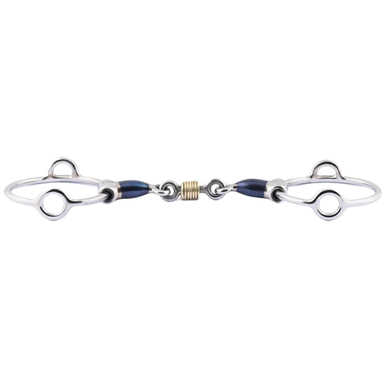 Mors Releveur Jump'In Double Brisure Blue Steel Avec Anneaux En Cuivre