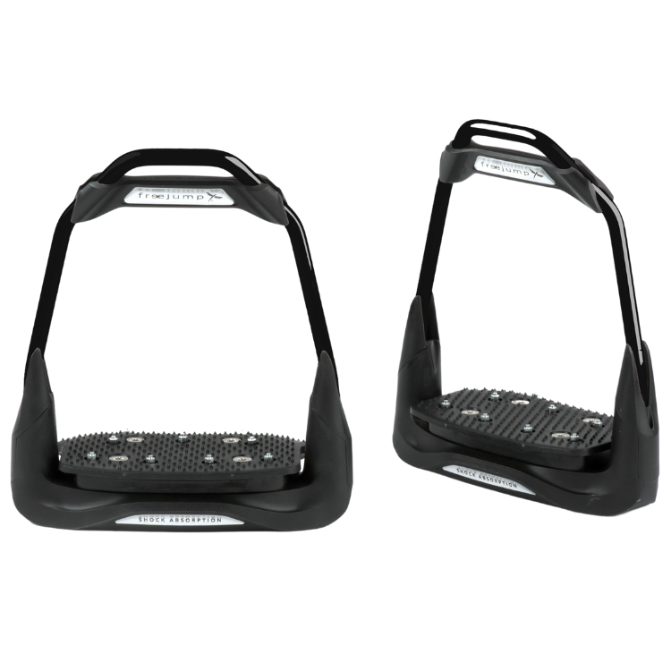 Étriers Freejump Air's Full Black Black/silver, plancher incliné, oeil droit, noir