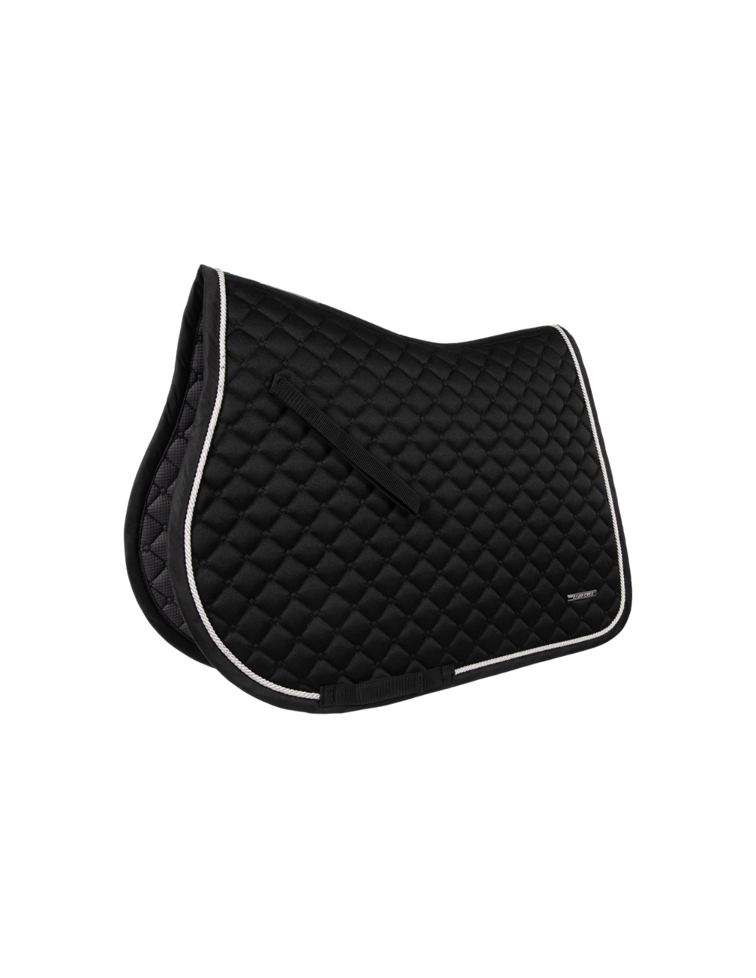 Tapis dressage Kingsland blanc double liseré bleu nuit et paillettes bleu - t. cheval