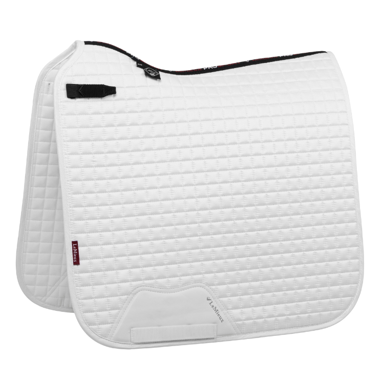 Tapis de Selle LeMieux Square Dressage en Suédine Blanc