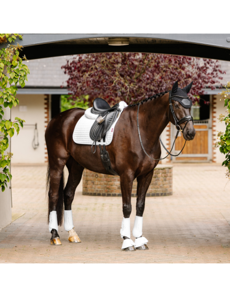 Tapis de Selle LeMieux Square Dressage en Suédine Blanc