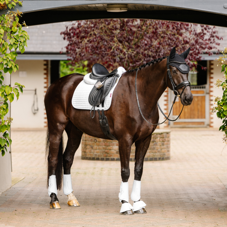 Tapis de Selle LeMieux Square Dressage en Suédine Blanc