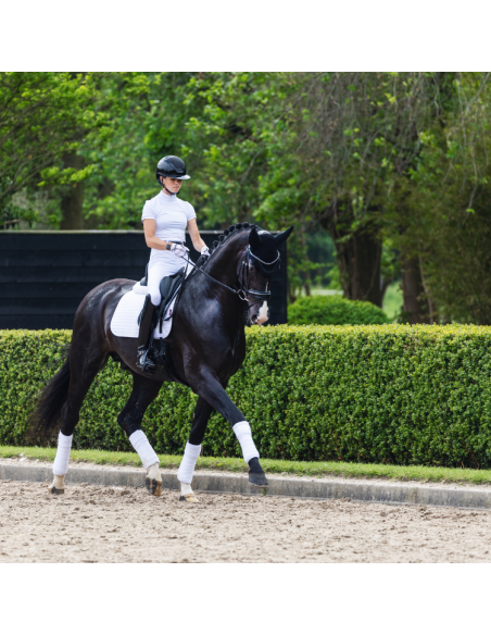 Tapis de Selle LeMieux Square Dressage en Suédine Blanc