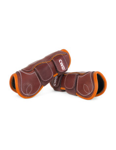 Protège-tendons CWD Mademoiselle velcro veau châtaigne/orange