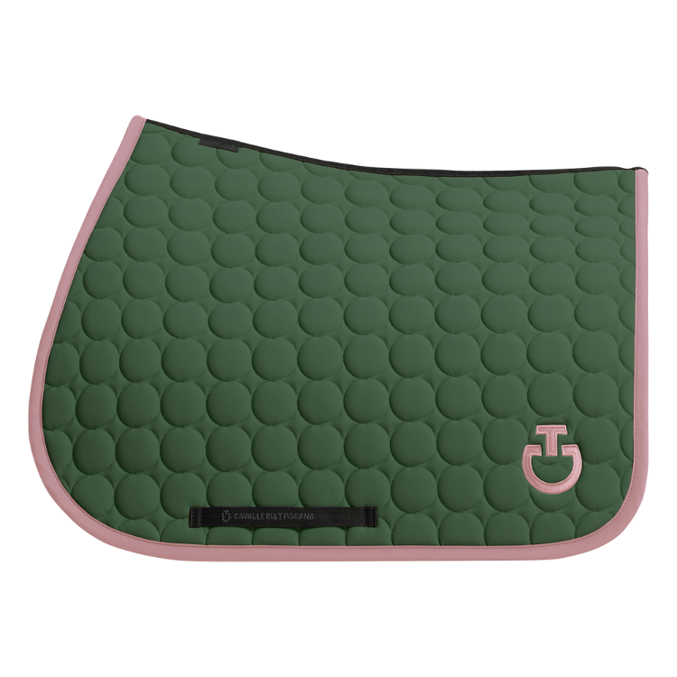 Tapis De Selle Cavalleria Toscana Circle Quilted FOREST GREEN / CANDY PINK