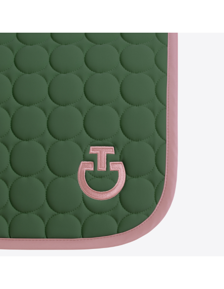 Tapis De Selle Cavalleria Toscana Circle Quilted FOREST GREEN / CANDY PINK