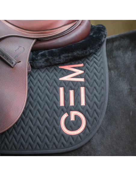 Tapis De Selle FULL Velours Noir - Saut D'Obstacles Cheval Avec Passepoil