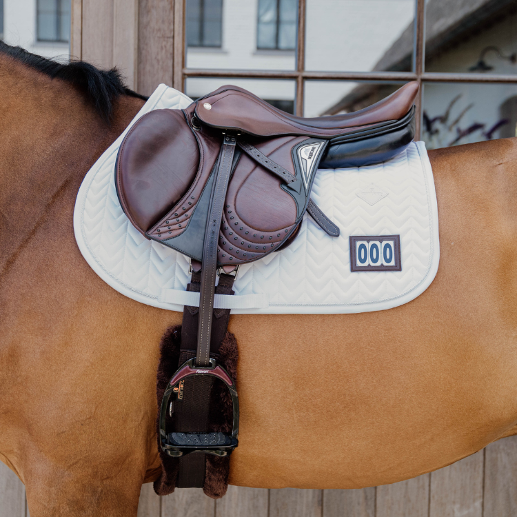 Kentucky Saddle Pad Fishbone Competition 2 Numbers Jumping White