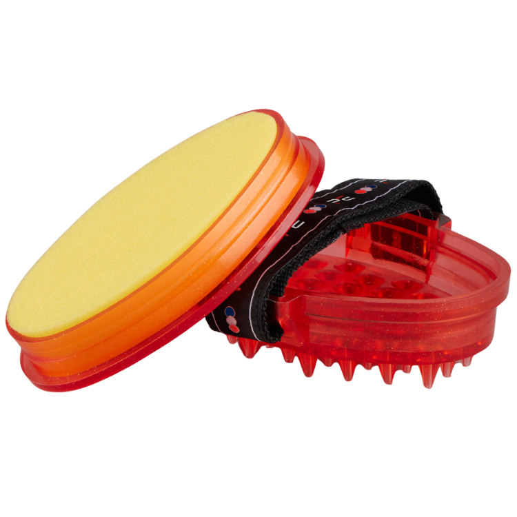 Étrille Premier Equine Avec Éponge Rouge/noir