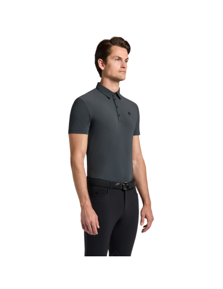 Polo Cavalleria Toscana Print Logo S/S GRIS ANTHRACITE