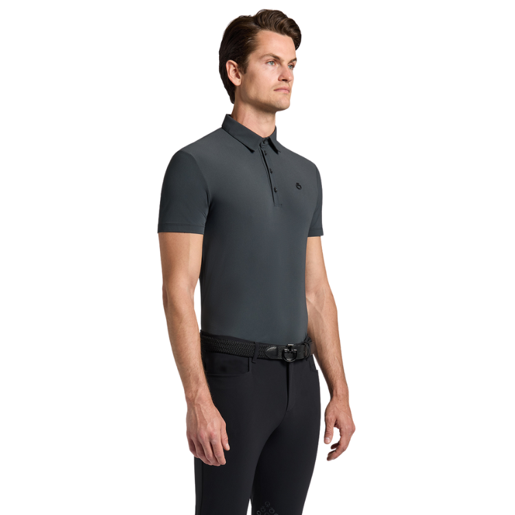 Polo Cavalleria Toscana Print Logo S/S GRIS ANTHRACITE