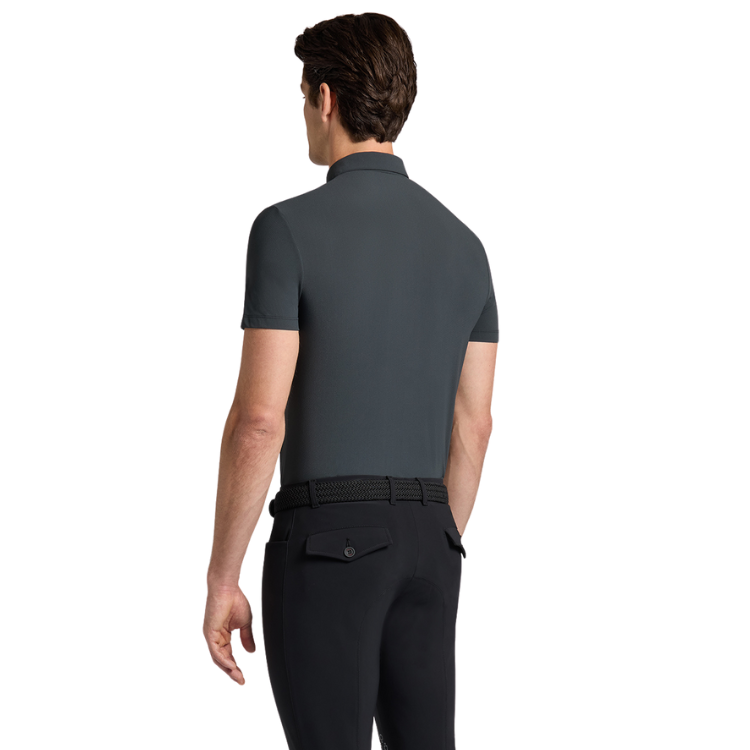 Polo Cavalleria Toscana Print Logo S/S GRIS ANTHRACITE