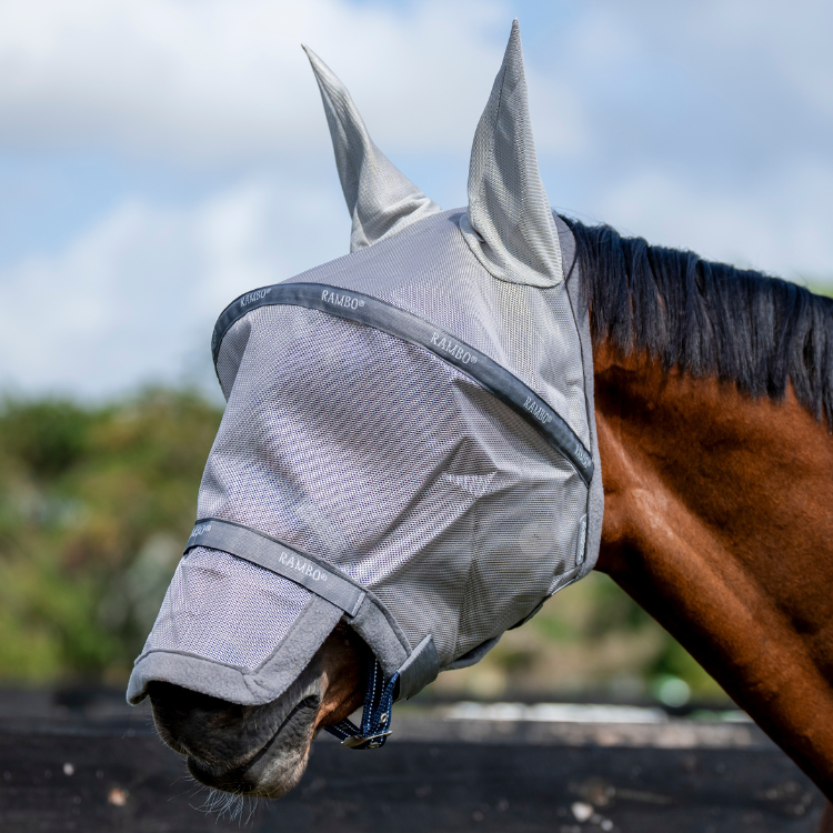 Masque Anti-Mouches Horseware Rambo Plus Flymask Argent/gris/argent