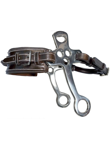 Hackamore Jump'In Nez Rectangle Cuir Branches Courtes Plates Noir