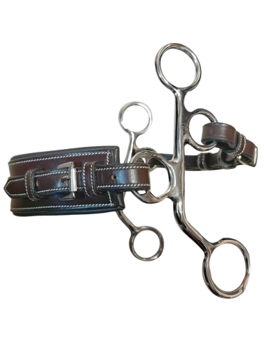 Hackamore Jump'In Nez Rectangle Cuir Petites Branches Poney Noir