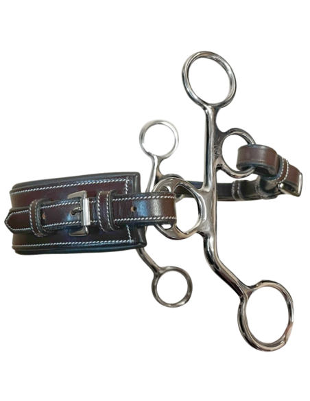 Hackamore Jump'In Nez Rectangle Cuir Petites Branches Poney Havane