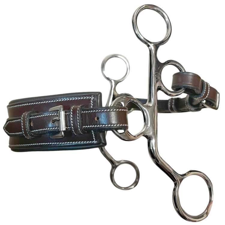 Hackamore Jump'In Nez Rectangle Cuir Petites Branches Poney Havane