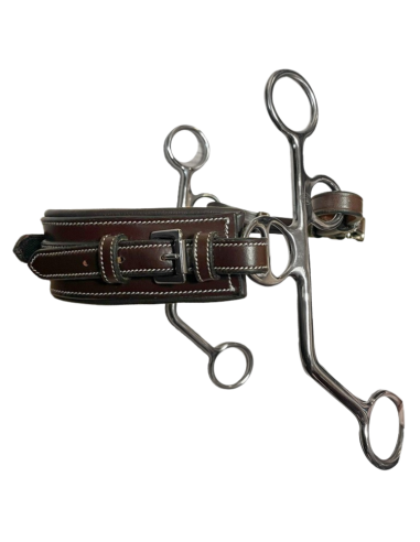 Hackamore Jump'In Nez Rectangle Cuir Branches Longues Noir