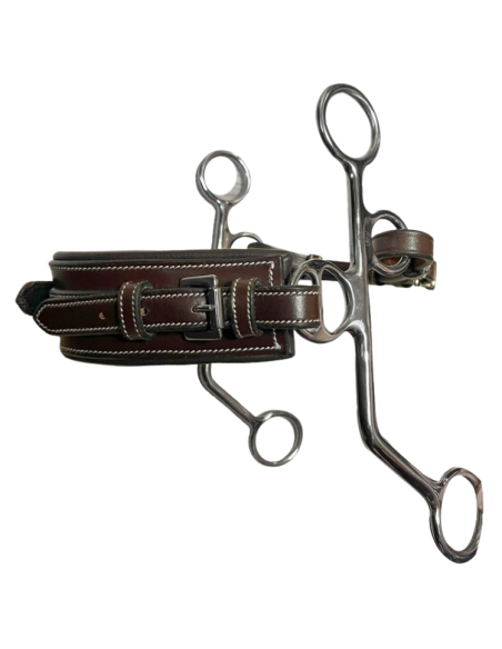 Hackamore Jump'In Nez Rectangle Cuir Branches Longues Havane