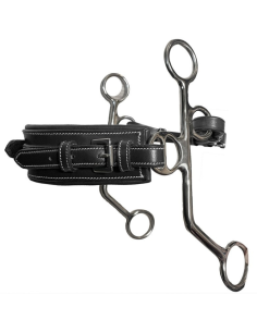 Hackamore Jump'In Nez Rectangle Cuir Branches Longues Noir