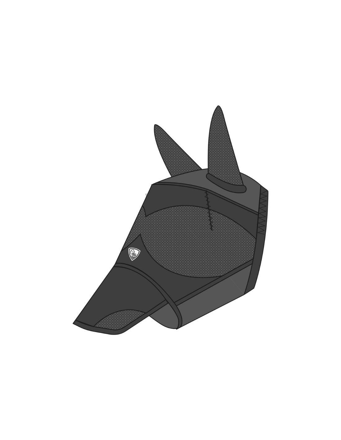 Masque Anti-mouches Pour Cheval Avec Oreilles - Protection UV - Lycra Extensible - Noir Pur-sang - Confortable Et Respirant
