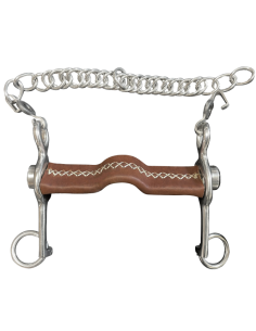 Mors Pelham Jump'In Plat Inclinable Recouvert De Cuir Petites Branches