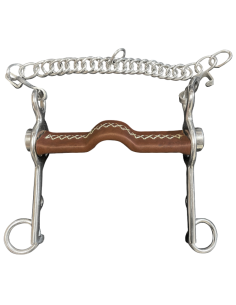 Mors Pelham Jump'In Grandes Branches Plat Inclinable Recouvert De Cuir