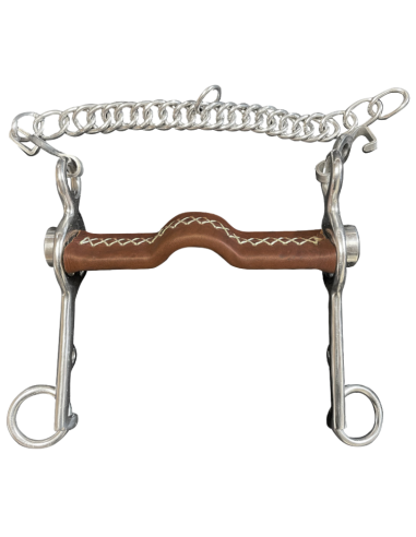 Mors Pelham Jump'In Grandes Branches Plat Inclinable Recouvert De Cuir