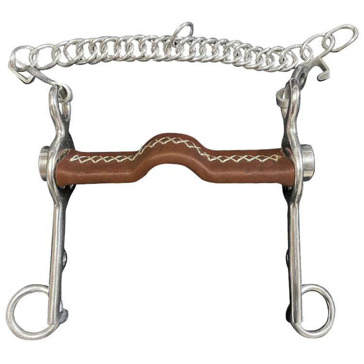 Mors Pelham Jump'In Grandes Branches Plat Inclinable Recouvert De Cuir