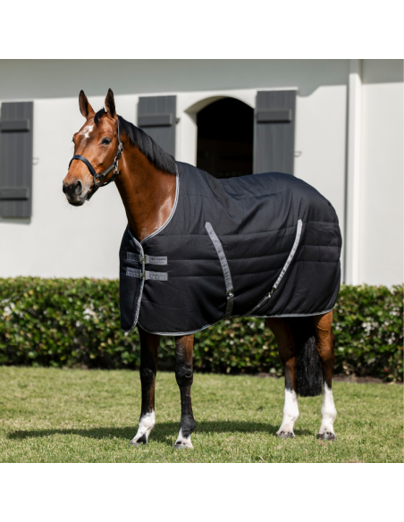 Couverture Horseware Rambo Stable Rug 100gr NOIR/GRIS ORAGE/ARGENT