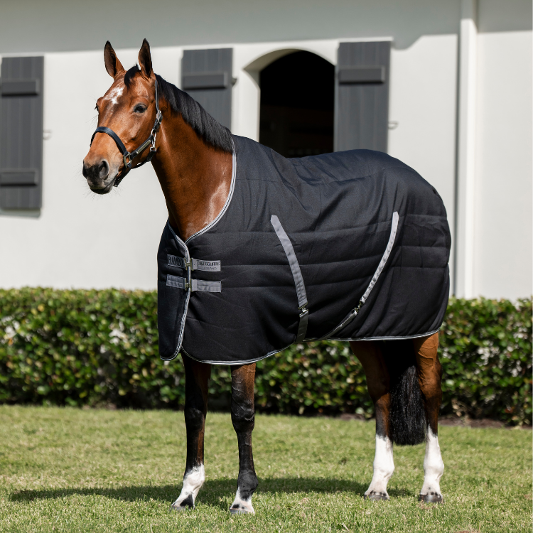Couverture Horseware Rambo Stable Rug 100gr NOIR/GRIS ORAGE/ARGENT