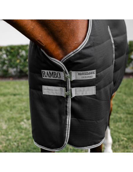 Couverture Horseware Rambo Stable Rug 100gr NOIR/GRIS ORAGE/ARGENT